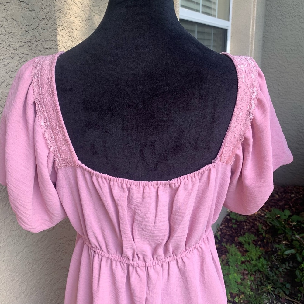 Blush Pink Peasant Mini Dress - Picture 4 of 5
